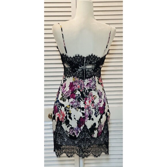 Bebe Women Pía Printed Silk Lined Dainty Laced Mini Dress Goth Whimsigoth Fairy - Picture 7 of 15